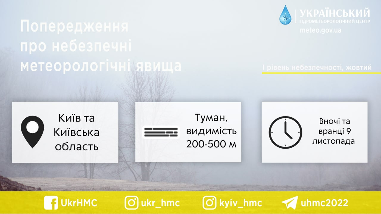Мешканців Київщини попередили про туман 9 листопада - зображення