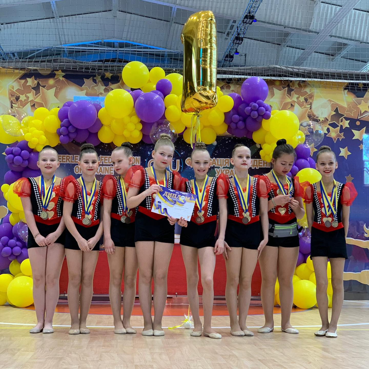 Дівчата з Бучі забрали «золото» на Чемпіонаті України з Чирлідингу та мажорет спорту - зображення