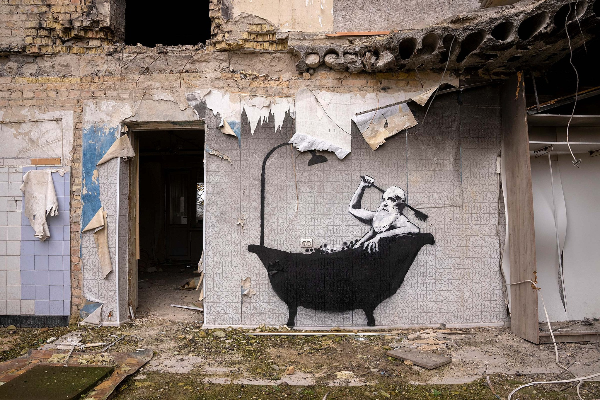 Графіті Бенксі, створені на Київщині, розмістять у віртуальній галереї - зображення