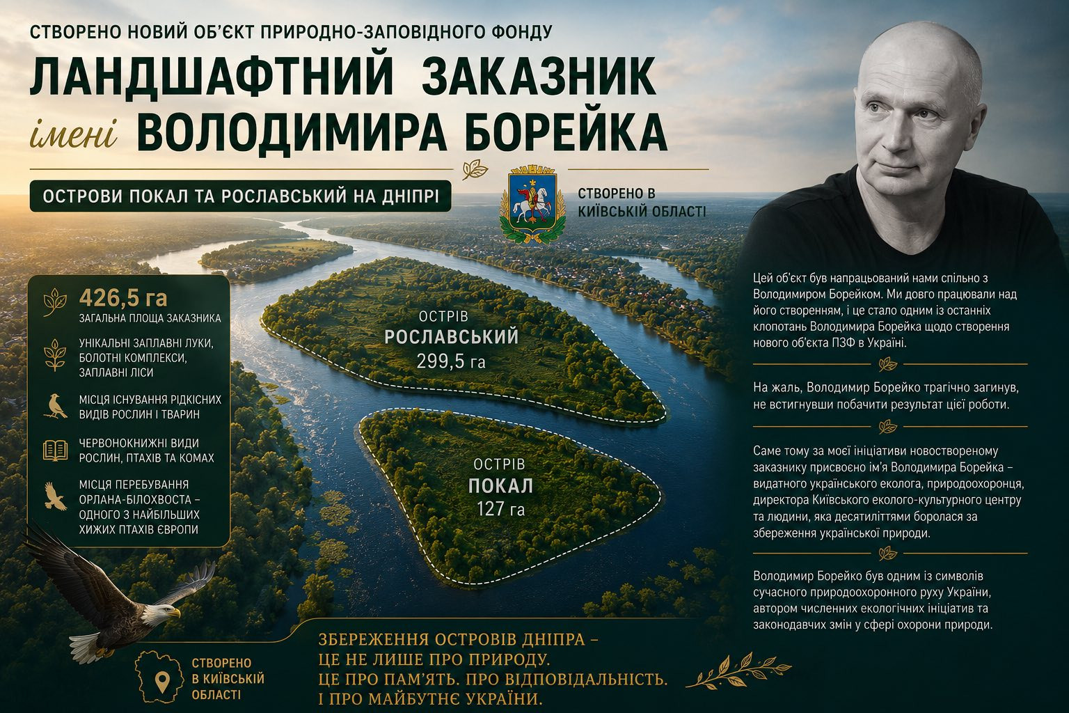 Роман Титикало: На Дніпрі створили ландшафтний заказник імені еколога Володимира Борейка - зображення